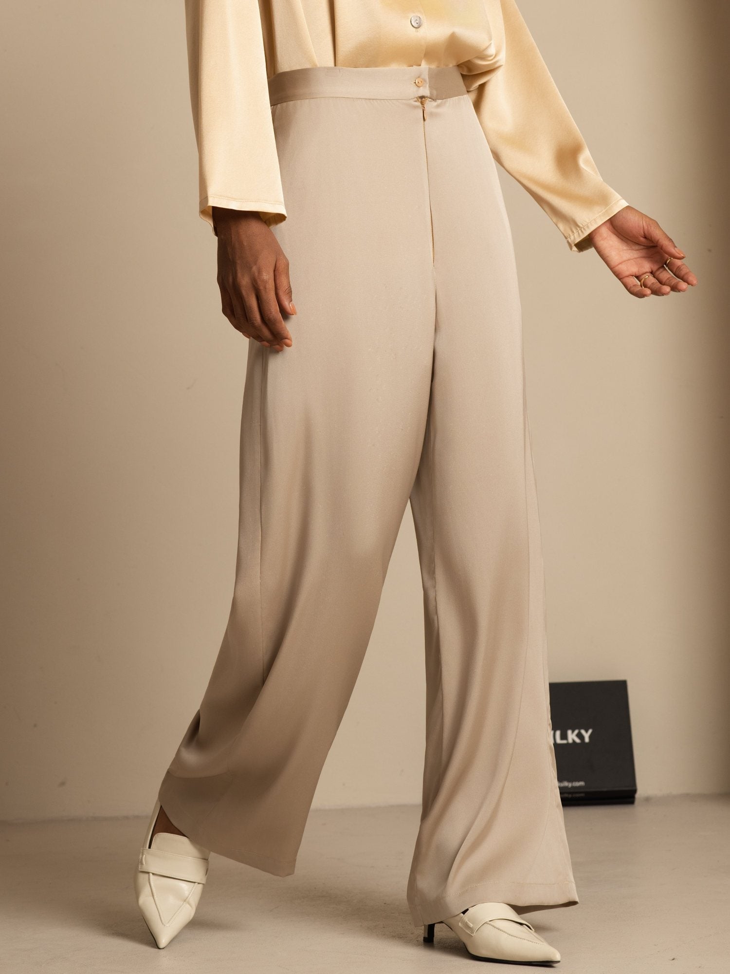 [Tan] SilkSilky-FR 19Momme Soie Womens Pants 003