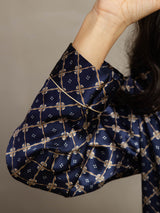 [Chaîne Marine] SilkSilky-FR Long Sleeve Lapel Collar Femme Pyjamas 007