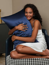 [Bleu Foncé] SilkSilky-FR 19Momme Taies d'Oreiller 002