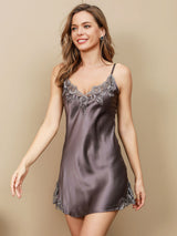 [Gris Pourpre] SilkSilky-FR Sleeveless V Neck Chemises de nuit 003