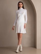 [Blanc] SilkSilky-FR Sleeveless V Neck Robes 001
