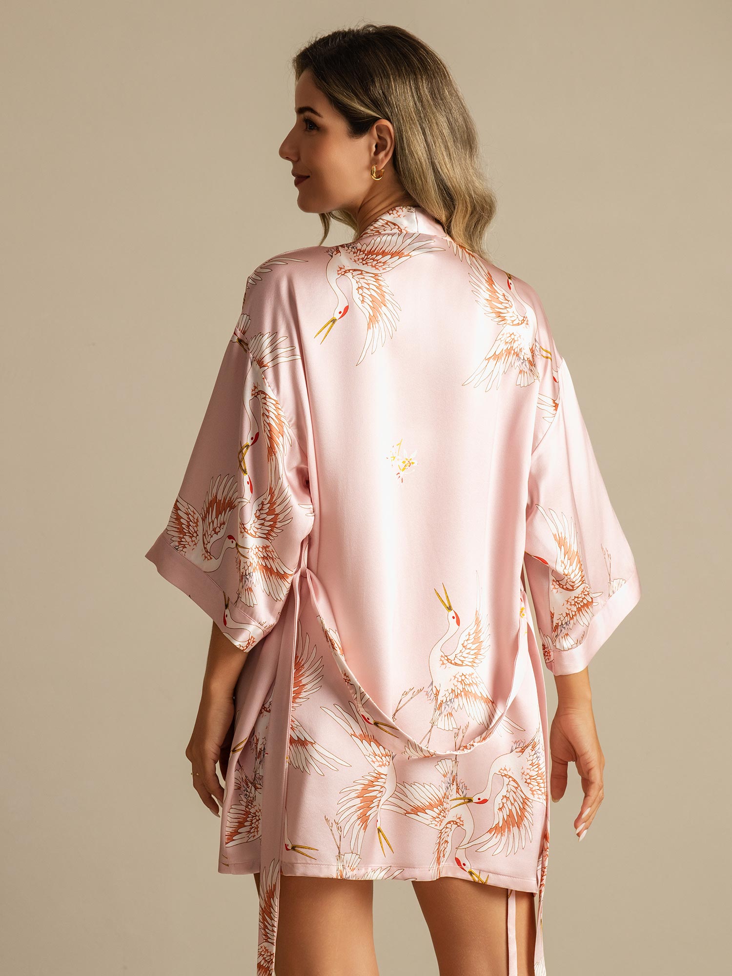 [Rose] SilkSilky-FR Pure Soie Womens Robe 002
