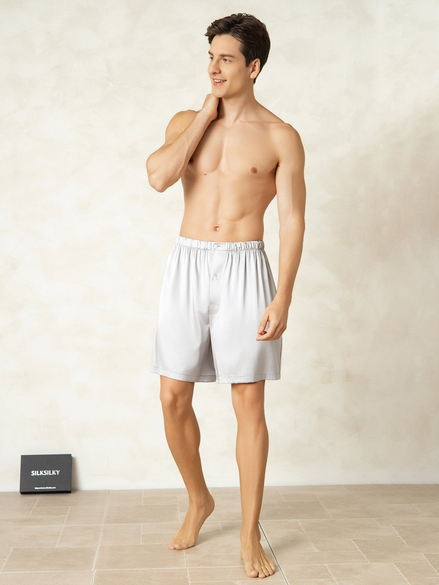 [Argent] SilkSilky-FR Soie Mens Sleep Bottoms 003