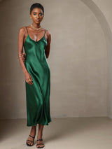 [Vert] SilkSilky-FR Sleeveless V Neck Robes 001