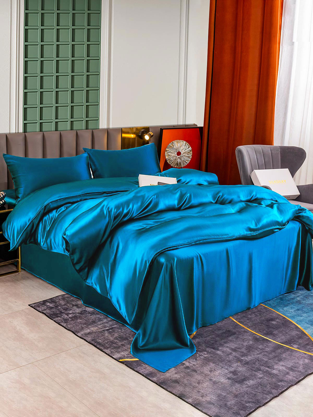 [Bleu Royal] SilkSilky-FR 25Momme Pure Soie Bedding Set 002