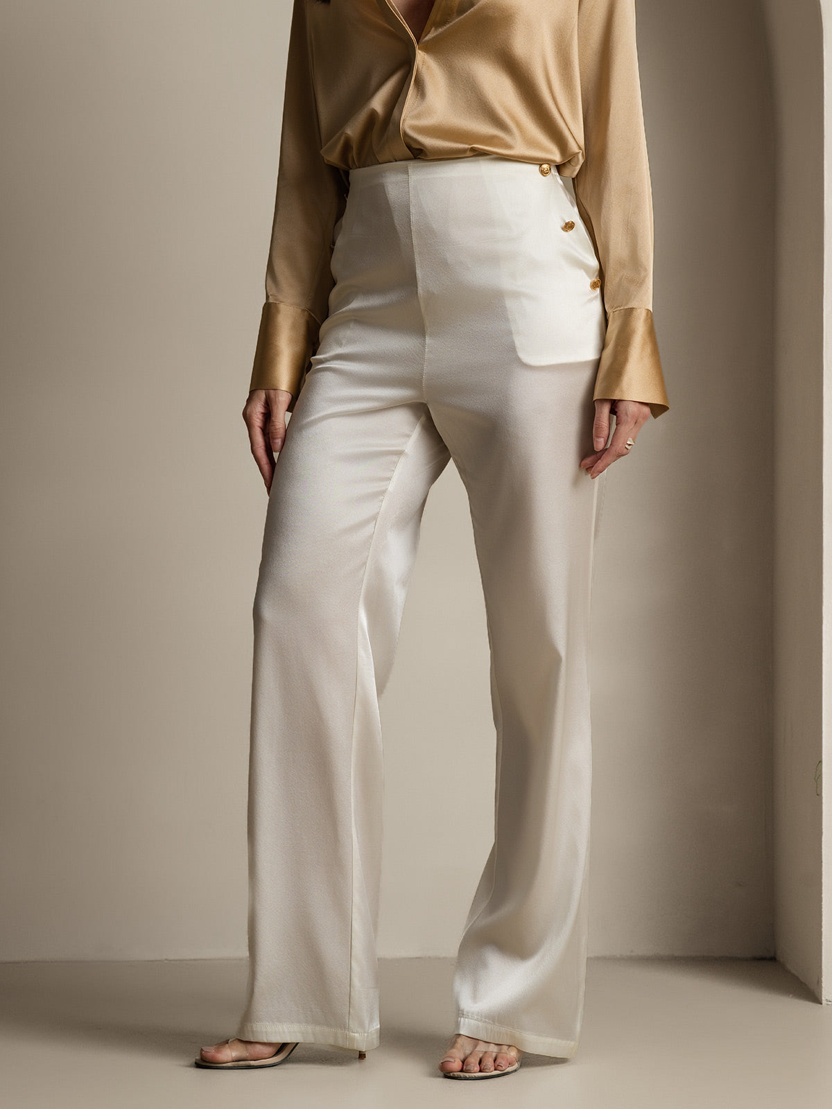 [Blanc] SilkSilky-FR 19Momme Soie Womens Pants 007