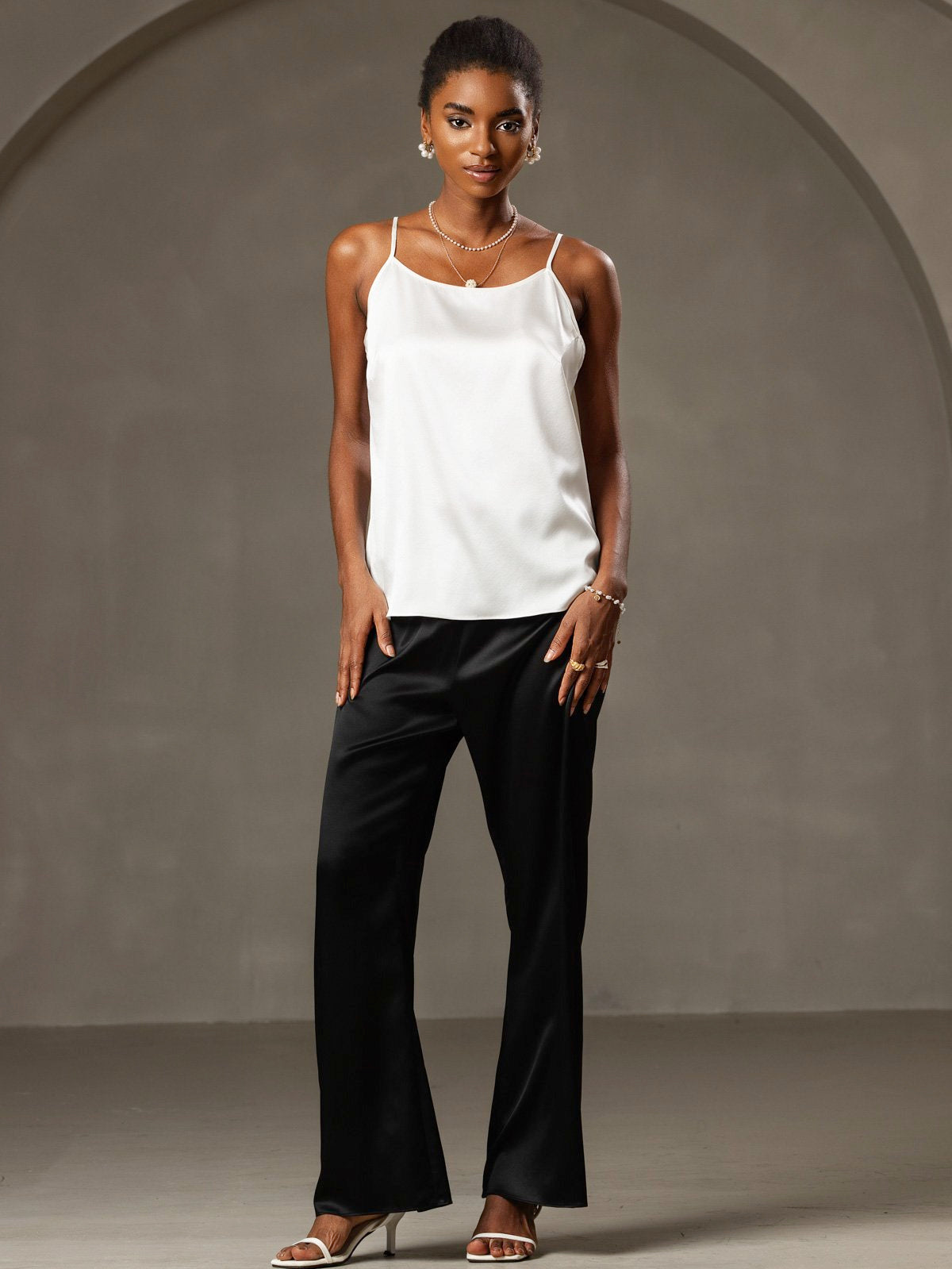 [Blanc] SilkSilky-FR 19Momme Soie Camisoles 001