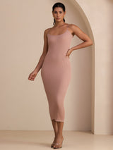 [Rose] SilkSilky-FR Spaghetti Strap Square Neck Robes 003
