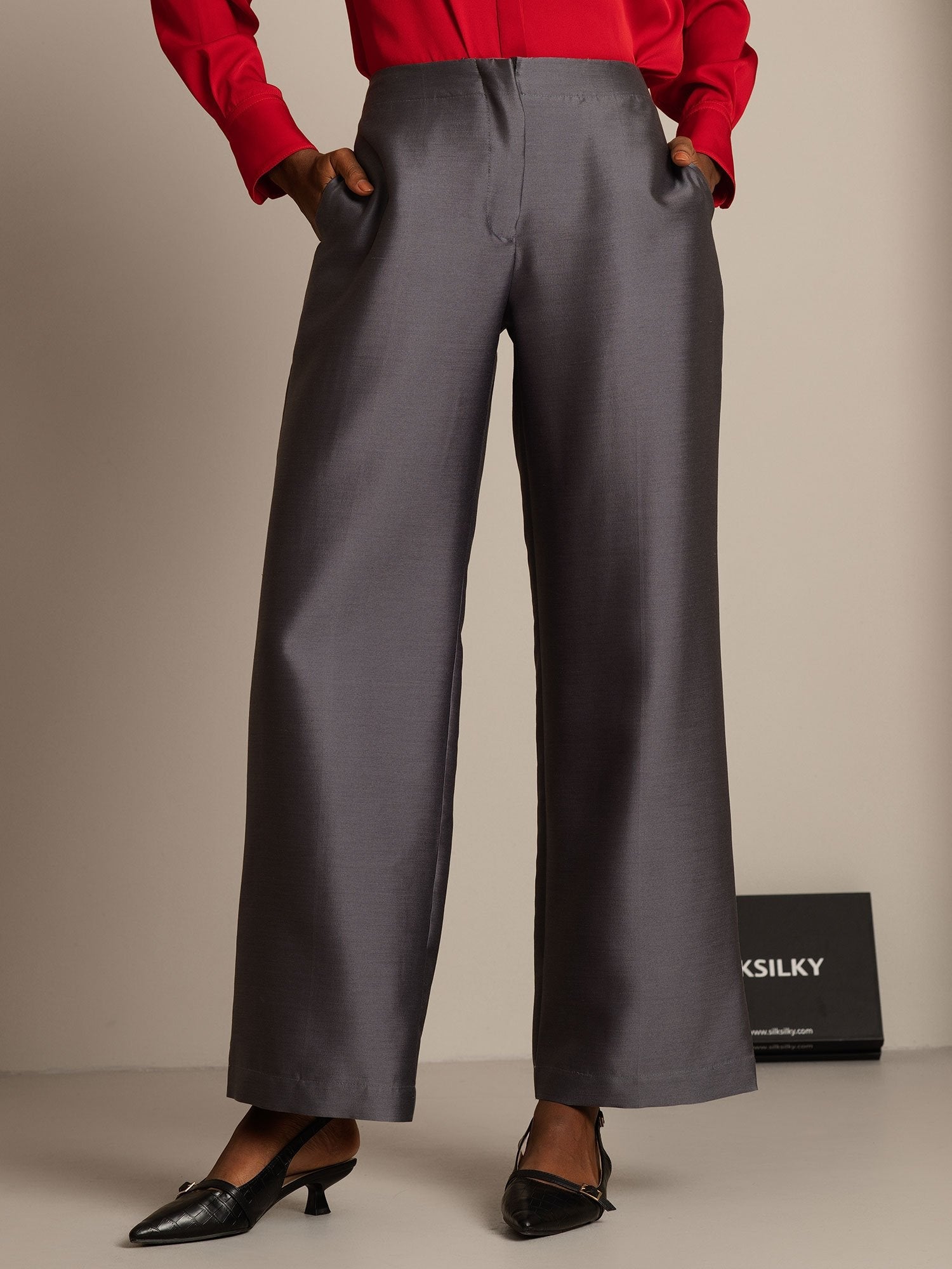 [Gris] SilkSilky-FR 32Momme Soie Womens Pants 001,