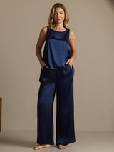 [Bleu Foncé] SilkSilky-FR Sleeveless Femme Pyjamas 007