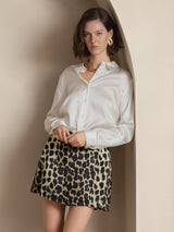 [Blanc] SilkSilky-FR Long Sleeve Lapel Collar Femme Chemise 004