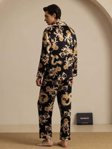 [Dragon Noir] SilkSilky-FR Long Sleeve Lapel Collar Homme Pyjamas 002