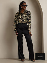 [Leopard] SilkSilky-FR Long Sleeve Lapel Collar Femme Chemise 009