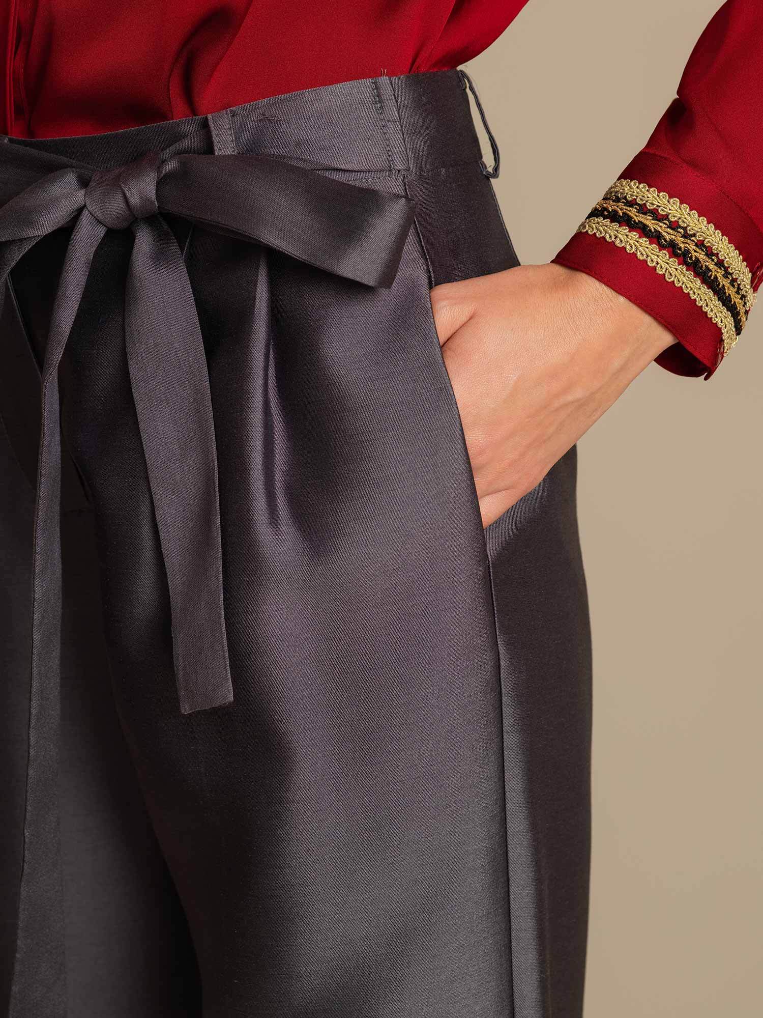 [Gris] SilkSilky-FR 32Momme Soie Womens Pants 004