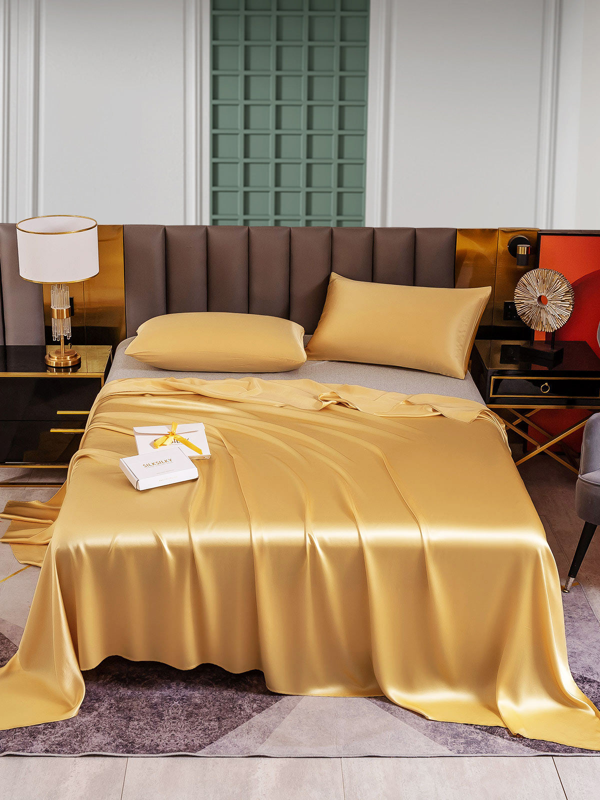 [Champagne] SilkSilky-FR 25Momme Pure Soie Bedding Set 001