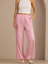 [Rayures Fines Roses] SilkSilky-FR Womens Pants 004