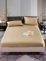 22Momme 3 pièces soie 1x drap housse+2x taies d‘oreiller