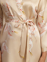 [Champagne] SilkSilky-FR 3/4 Sleeve Femme Peignoir 007