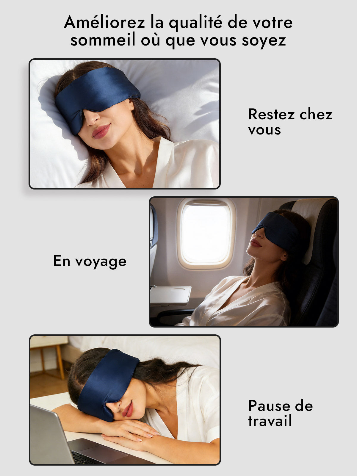 [Bleu Foncé] SilkSilky-FR 19Momme Pure Silk Eye Mask 006