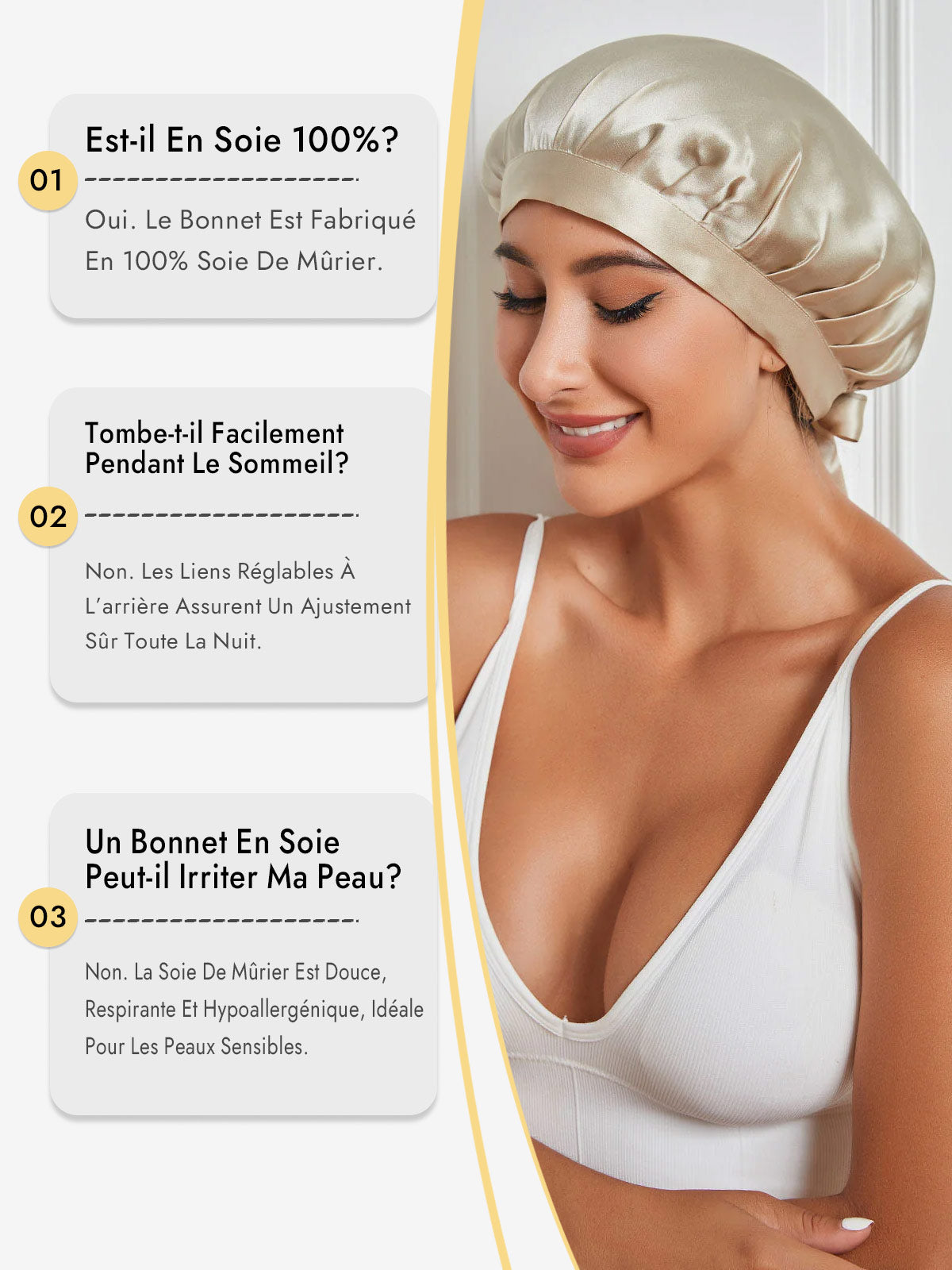 [Beige] SilkSilky-FR Bonnets de Nuit 005