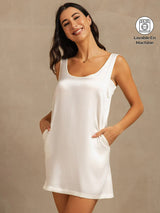[Blanc] SilkSilky-FR 19Momme Sans manches Encolure Dégagée Chemises de nuit 001