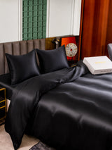 [Noir] SilkSilky-FR Parure de Lit Soie 006