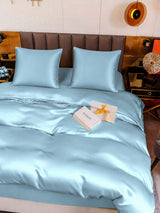 [Bleu Clair] SilkSilky-FR Parure de Lit Soie 003