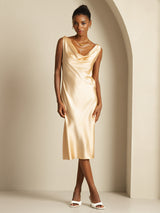 [Champagne] SilkSilky-FR Sleeveless Cowl Neck Robes 001