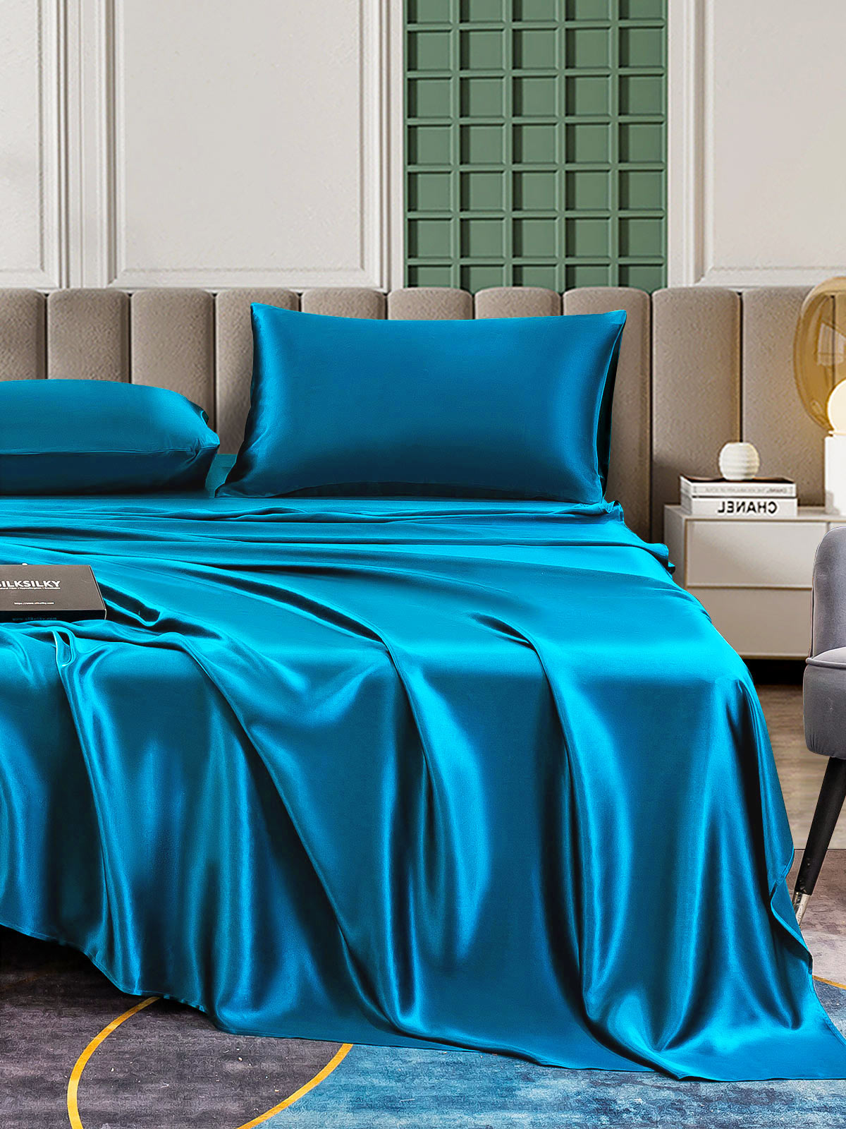 [Bleu Royal] SilkSilky-FR 25Momme Pure Soie Bedding Set 004