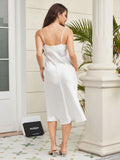 SilkSilky FR Silk Sleeveless Cowl Neck Robes Blanc 002