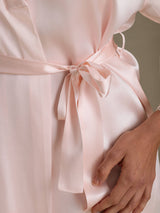 [Rose] SilkSilky-FR 3/4 Sleeve V Neck Peignoir&Robe de Chambre 004