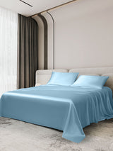 [Bleu Clair] SilkSilky-FR 19Momme Parure de Lit Soie 002