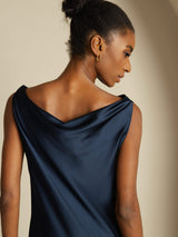 [Bleu Foncé] SilkSilky-FR Sleeveless Cowl Neck Robes 004