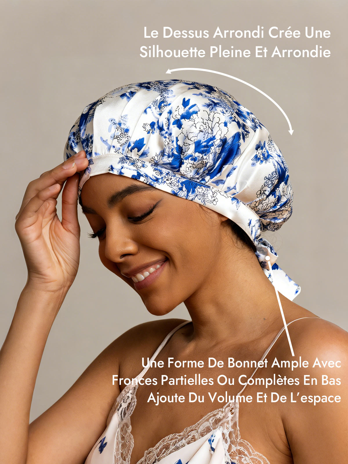 [Porcelaine Bleu Et Blanc] SilkSilky-FR Bonnets de Nuit 003