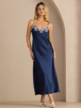 [Bleu] SilkSilky-FR Sleeveless V Neck Robes 001