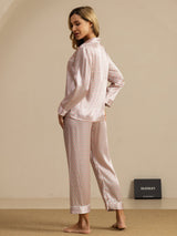 [Rose Cœur Geo] SilkSilky-FR Short Sleeve Lapel Collar Femme Pyjamas 002