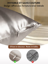 [Gris] SilkSilky-FR 30Momme Taies d'Oreiller 006
