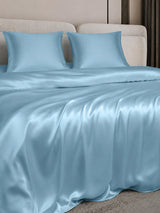 [Bleu Clair] SilkSilky-FR Parure de Lit Soie 003