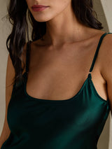 [Vert Foncé] SilkSilky-FR Sleeveless V Neck Chemises de nuit 004