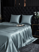 [Bleu Grisâtre] SilkSilky-FR Parure de Lit Soie 003