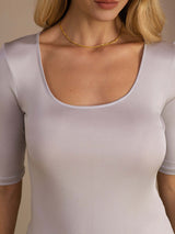 [Gris Clair] SilkSilky-FR Half Sleeve Femme T-Shirt 004