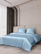 [Bleu Clair] SilkSilky-FR Parure de Lit Soie 002