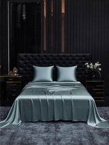 [Bleu Grisâtre] SilkSilky-FR Parure de Lit Soie 002