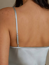 [Bleu Grisâtre] SilkSilky-FR Spaghetti Strap V Neck Top À Fines Brides 005