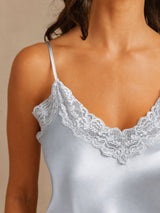 [Bleu Grisâtre] SilkSilky-FR Sleeveless V Neck Ensemble Camisole 004