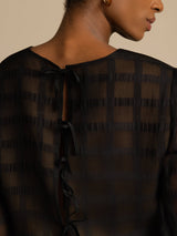 [Noir] SilkSilky-FR Soie Manches longues Col Rond Women''s Outfit Sets 004