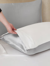 [GrisClair+Blanc] SilkSilky-FR 22Momme Pure Soie Bedding Set 003,