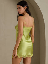 [Vert Menthe] SilkSilky-FR Sleeveless Sweetheart Neck Chemises de nuit 002