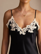 [Noir] SilkSilky-FR Sleeveless V Neck Robes 004