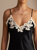 [Noir] SilkSilky-FR Spaghetti Strap V Neck Robes 004